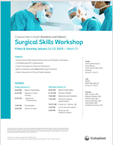 Coloplast Men's Health Residents and Fellows' Surgical Skills Workshop