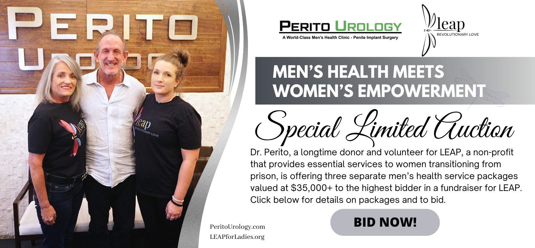 Dr. Perito Offers Three Separate Men’s Health Packages to Support LEAP for Ladies